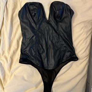 Free People Leather Bodysuit